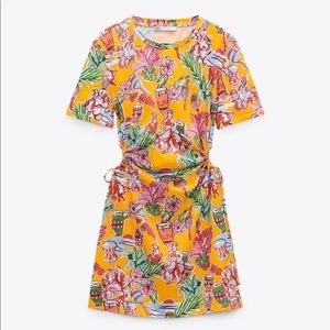 Zara Cut Out Tropical Print Dress